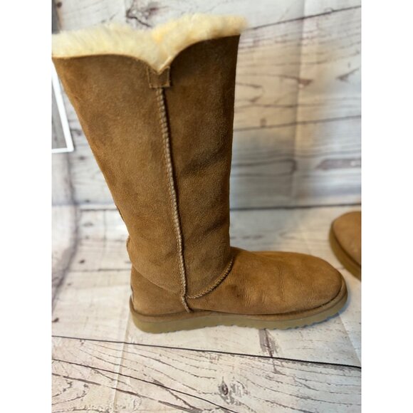UGG Bailey Button Triplet Chestnut Suede Tall Boots Size US 8 Women’s - Picture 5 of 12